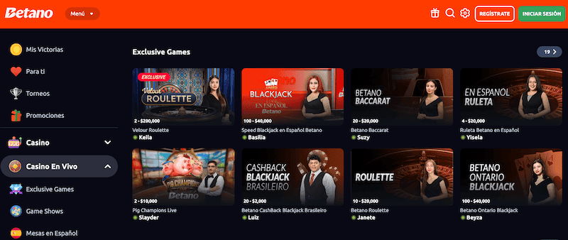 Juegos únicos de Betano casino mexico