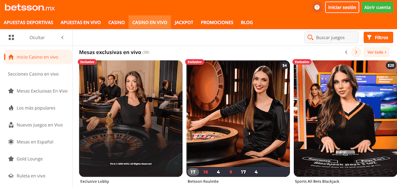 Casino en vivo betsson mexico