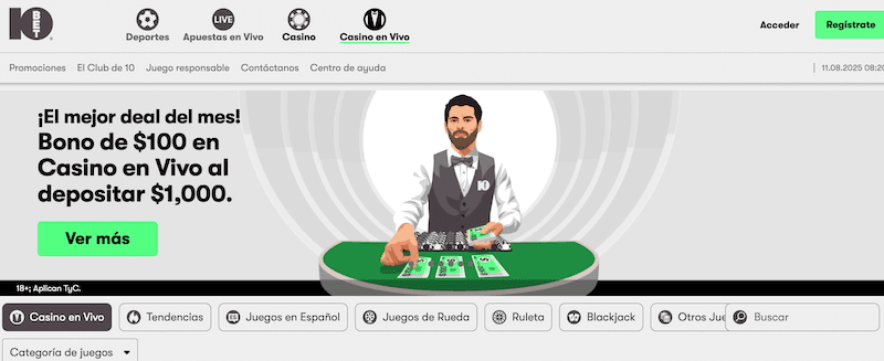 casino en vivo de 10bet mexico